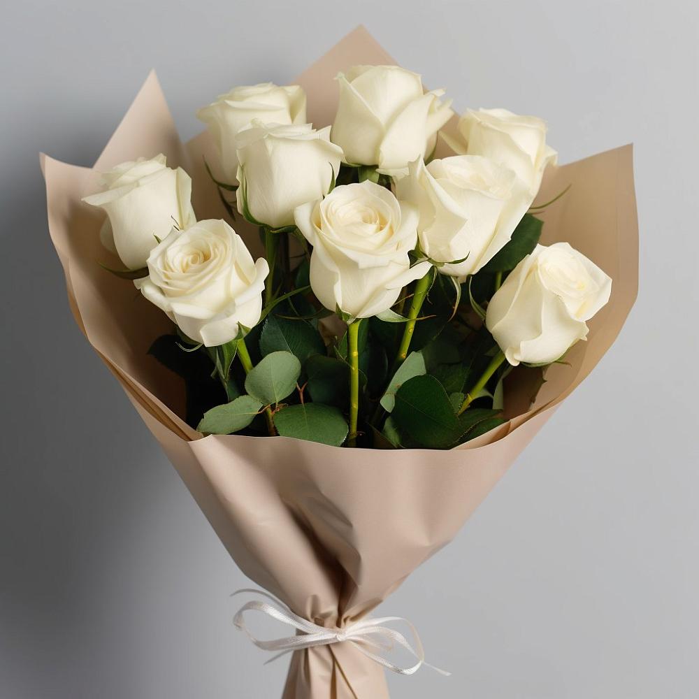 Букет 9 Белых роз Эдлесс Лав в Раздольной