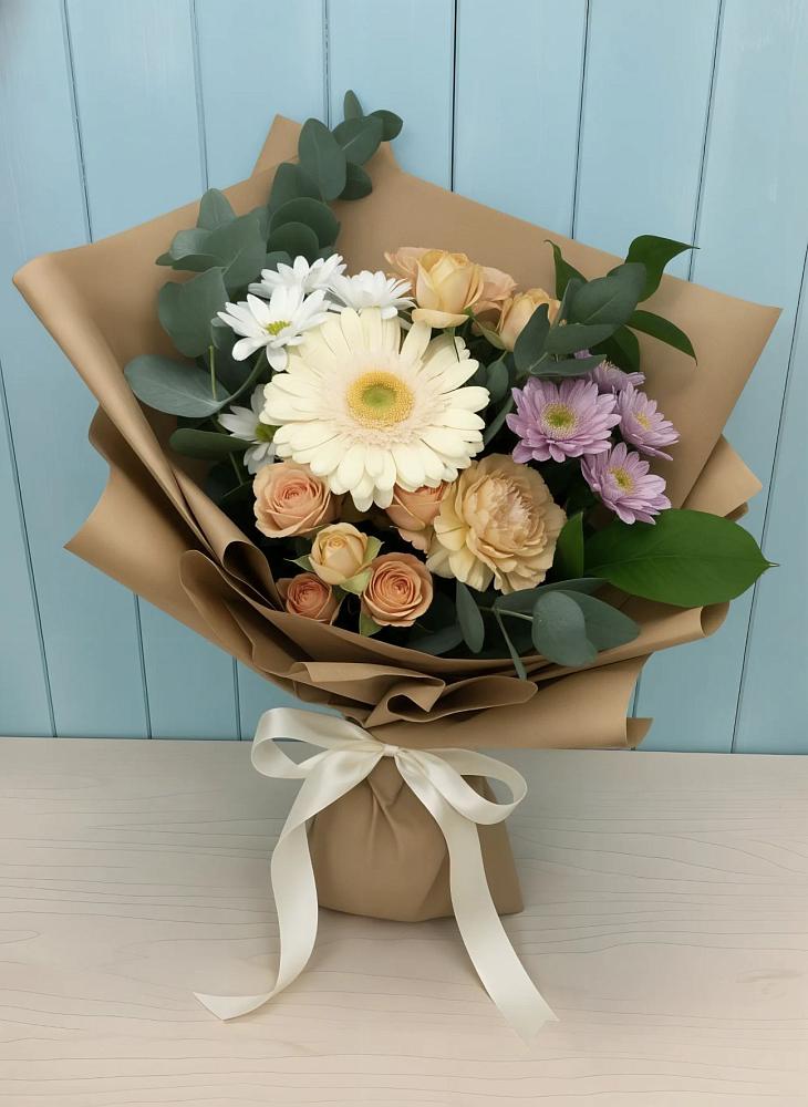 Букет цветов из: Герберы и Хризантемы в Раздольной