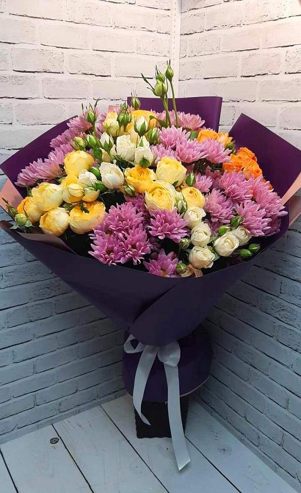 Букет цветов из: Хризантемы и Розы в Раздольной