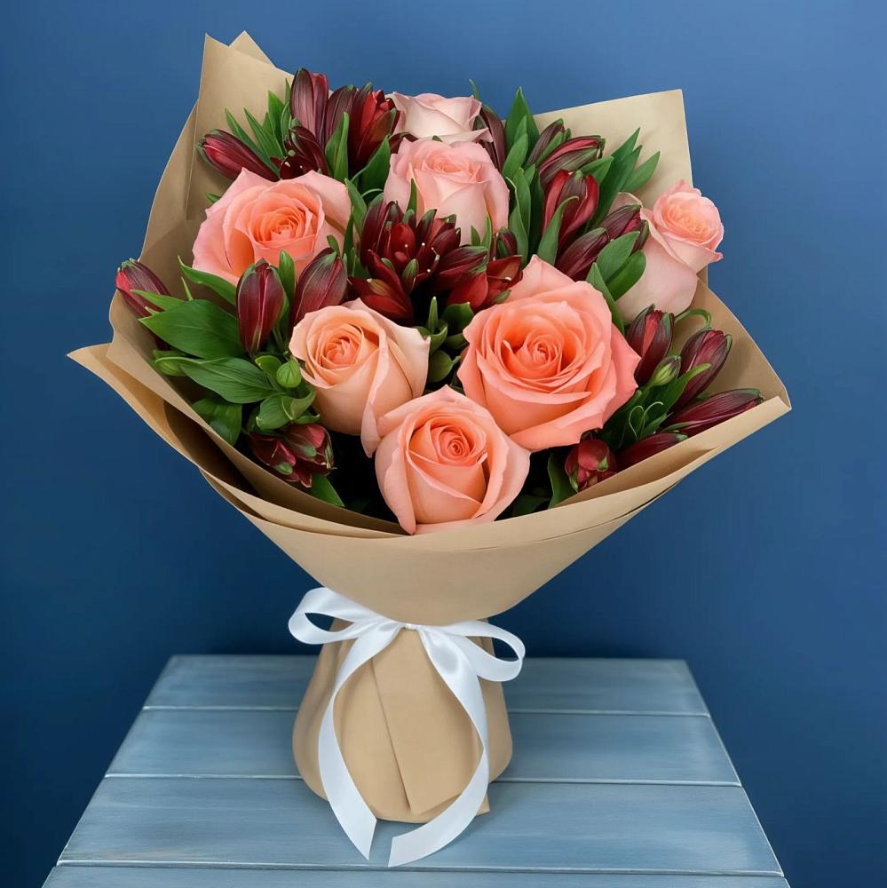 Букет цветов из: Розы и Альстромерии в Раздольной