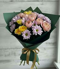 Букет цветов из:  Хризантемы и Розы #REPLACE_PRED# Раздольной