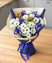 Букет цветов из:  Розы, Ирисы и Хризантемы #REPLACE_PRED# Раздольной