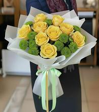 Букет цветов из:  Хризантемы и Розы в Раздольной