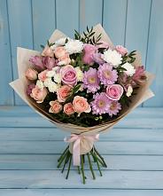 Букет цветов из:  Хризантемы, Розы и Альстромерии в Раздольной