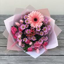 Букет цветов из:  Розы, Герберы и Хризантемы в Раздольной