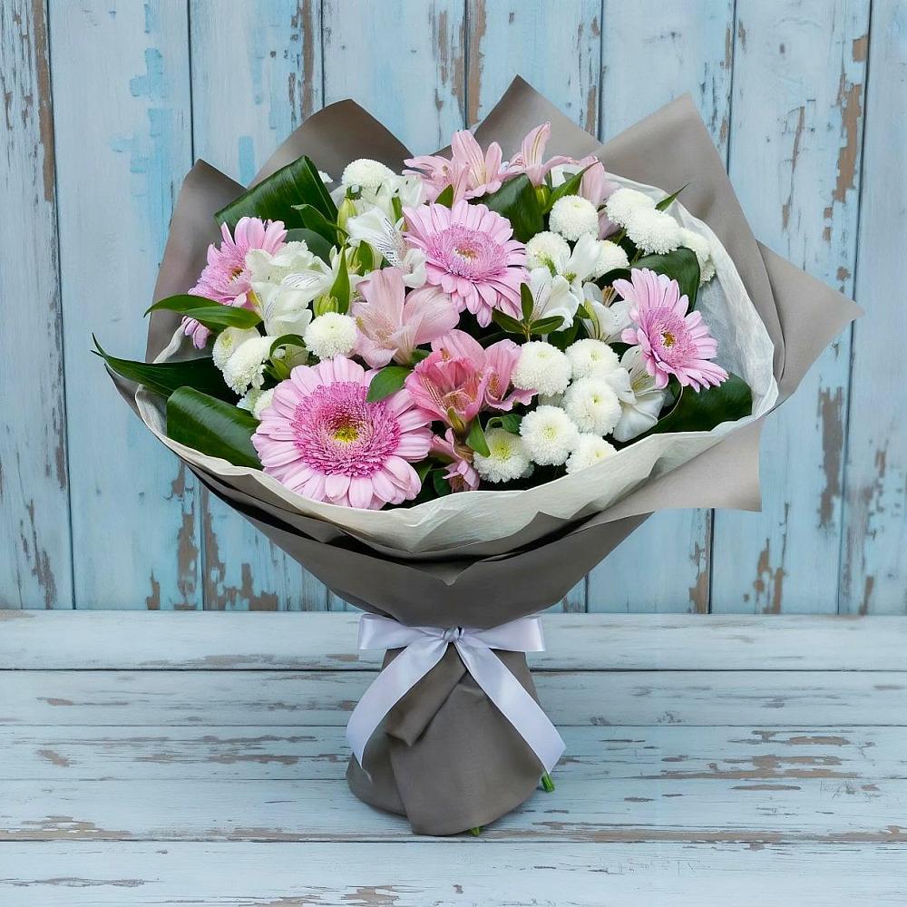 Букет цветов из: Герберы, Альстромерии и Хризантемы в Раздольной