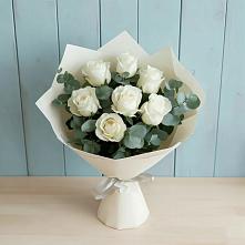 Букет Белые розы в Эвкалипте #REPLACE_PRED# Раздольной